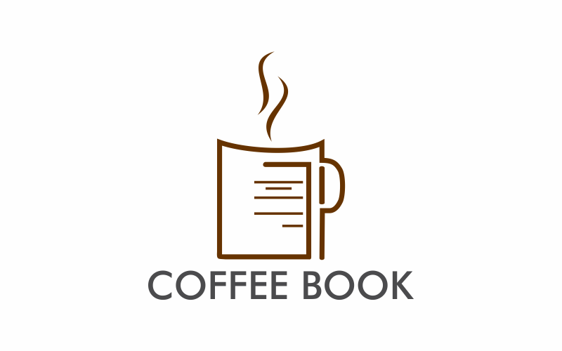 Kahve Kitabı düz Logo Şablonu