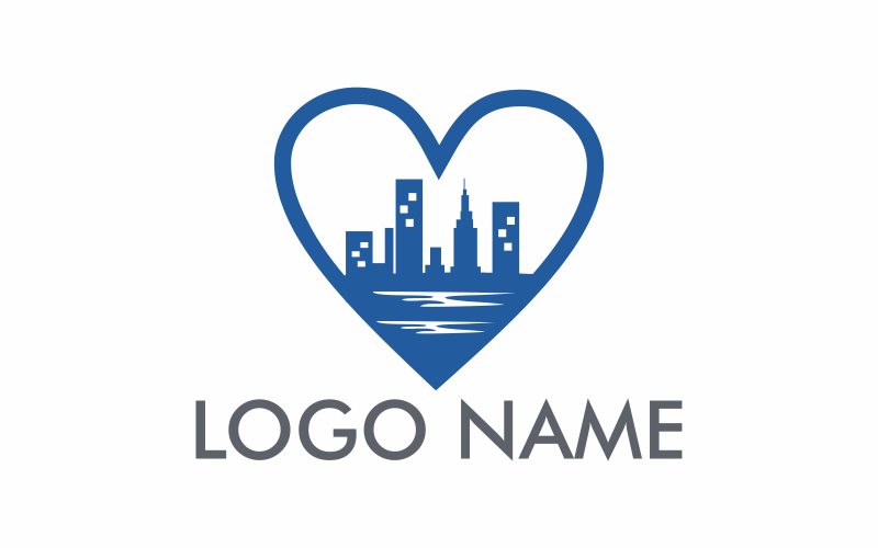 Liefde stad abstracte Logo sjabloon