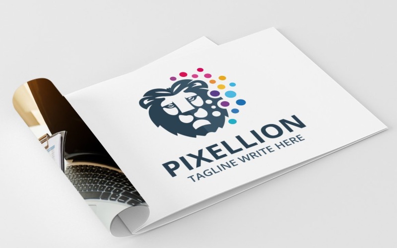 Modèle de logo Pixel Lion
