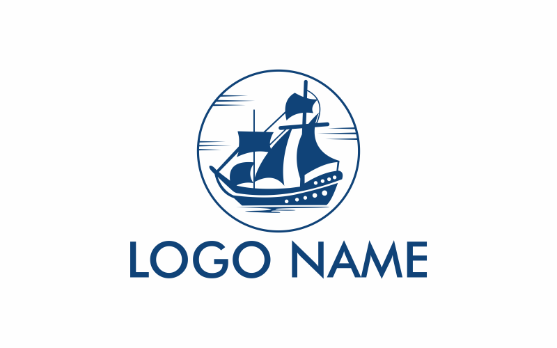 Plantilla de logotipo moderno plano de barco