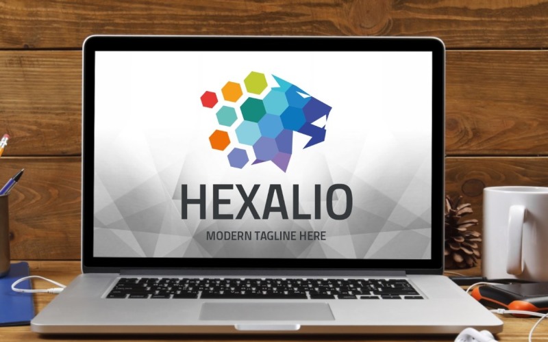 Download Шаблон логотипа "Hexalio Logo Template" / Hexalio Logo Template - Шаблон логотипа на тему графика animal,cat,creative,crest,digital,design,emblem,king,king lion,lion,lion brand,lion head,lion king,lion logo,logo,mark,pixel,power,the lion