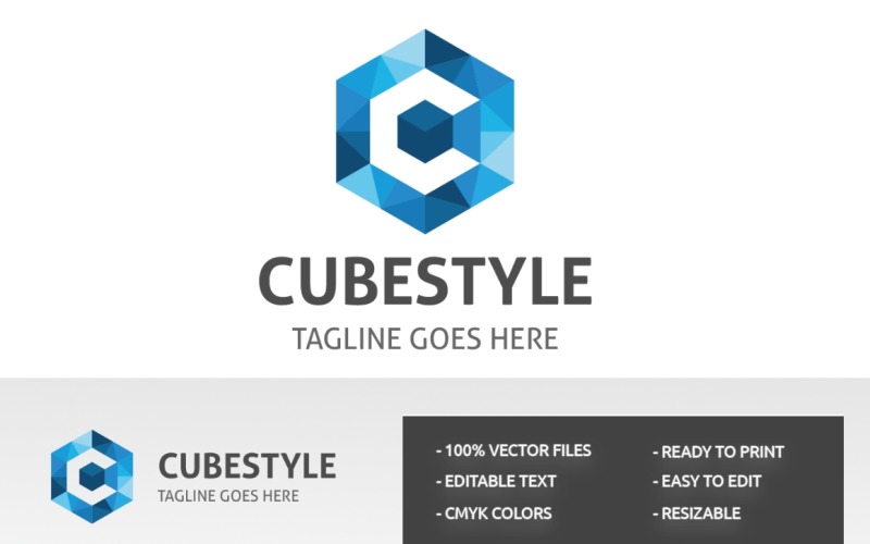 Download Шаблон логотипа "Letter C (Cube Style) Logo Template" / Letter C (Cube Style) Logo Template - Шаблон логотипа на тему графика agency,c letter,c logo,cube logo,cube style,cube technology,digital cube,digital logo,internet,letter c,logo c,media,modern,multimedia,smart cube,studio,triangle,web