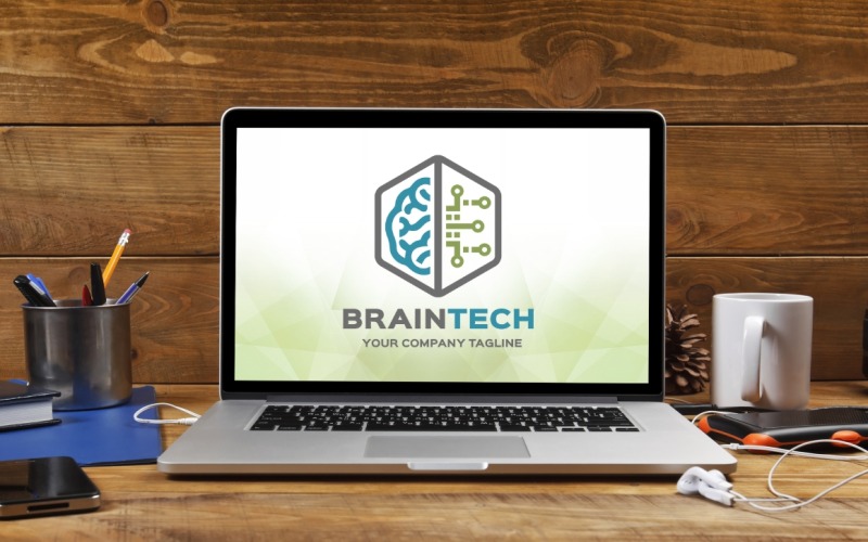 Modèle de logo Brain Tech