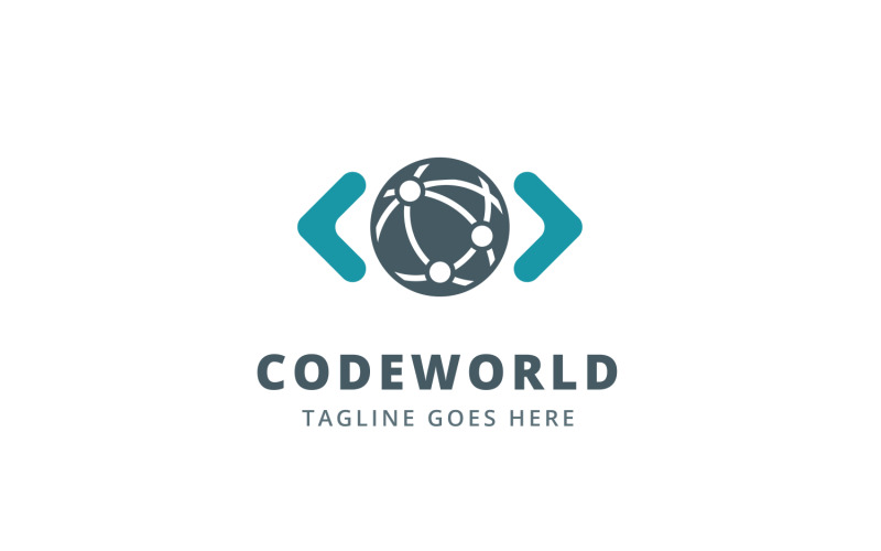 Modello di logo del mondo di codice