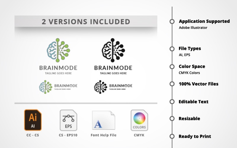 Brain Mode Logo sjabloon