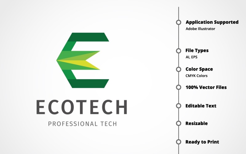 Letra E - Plantilla de logotipo Ecotech