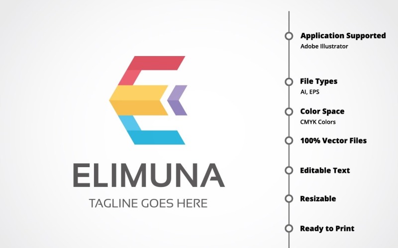 Download Шаблон логотипа "Letter E - Elimuna Logo Template" / Letter E - Elimuna Logo Template - Шаблон логотипа на тему графика business,classic,clean,clear,design,e letter,e logo,hexagon,icon,initial,internet,letter,logo,media,modern,office,professional,shape,simple,studio