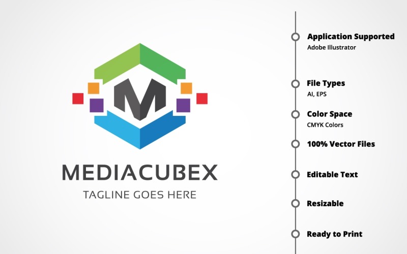 Download Шаблон логотипа "Media Cube - Letter M Logo Template" / Media Cube - Letter M Logo Template - Шаблон логотипа на тему графика box,community,cool,cube,internet,letter,media,pixel,social,software,solution,square,web