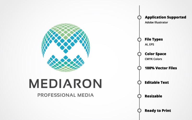 Medya Yuvarlak - M Harfi Logo Şablonu