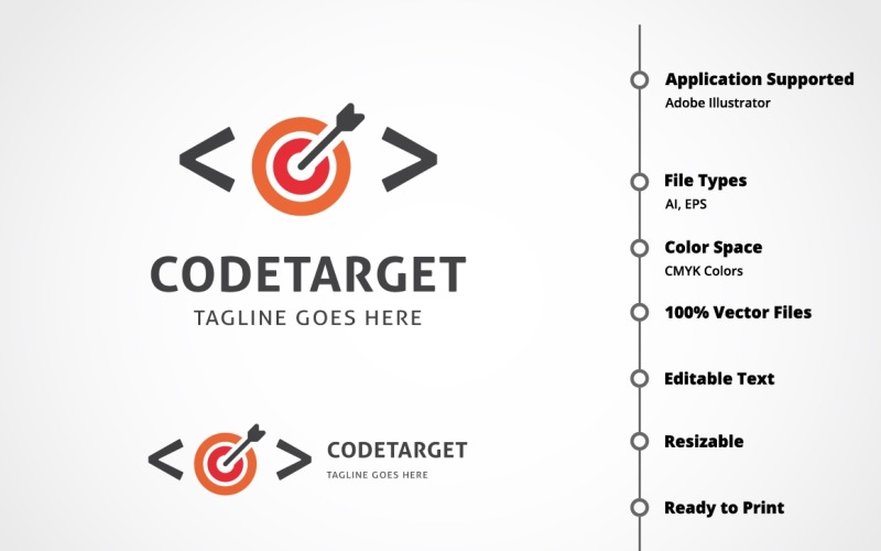 Modèle de logo de cible de code