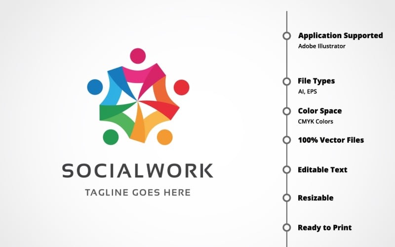 Download Шаблон логотипа "Social Work Logo Template" / Social Work Logo Template - Шаблон логотипа на тему графика abstract,arrows,business,community,corporate,creative,department,design,finance,financial,four,infinite,infinity,logo,logotype,loop,looped,multi,network,partnership