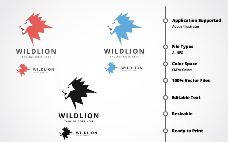 Download Шаблон логотипа "Wild Lion Logo Template" / Wild Lion Logo Template - Шаблон логотипа на тему графика animal,cat,king,king lion,lion,lion brand,lion head,lion king,lion logo,logo,power,wild