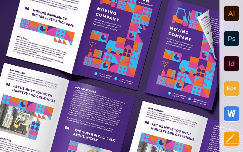 Bifold költöztető társaság brosúra - Vállalati-azonosság sablon