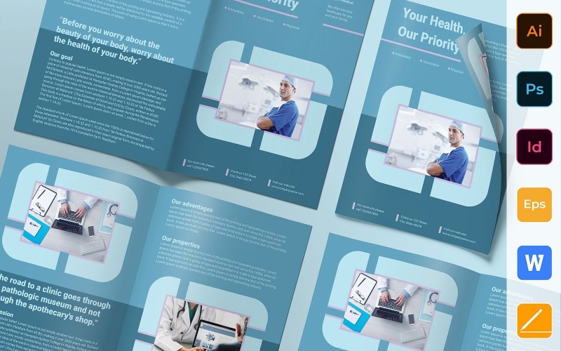 Brochure clinique à deux volets - Modèle d'identité d'entreprise