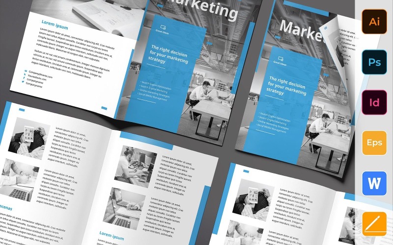 Brochure d'entreprise de marketing à deux volets - Modèle d'identité d'entreprise