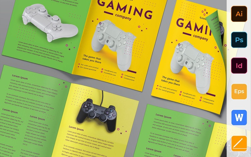 Brochure de l'entreprise de jeux à deux volets - Modèle d'identité d'entreprise