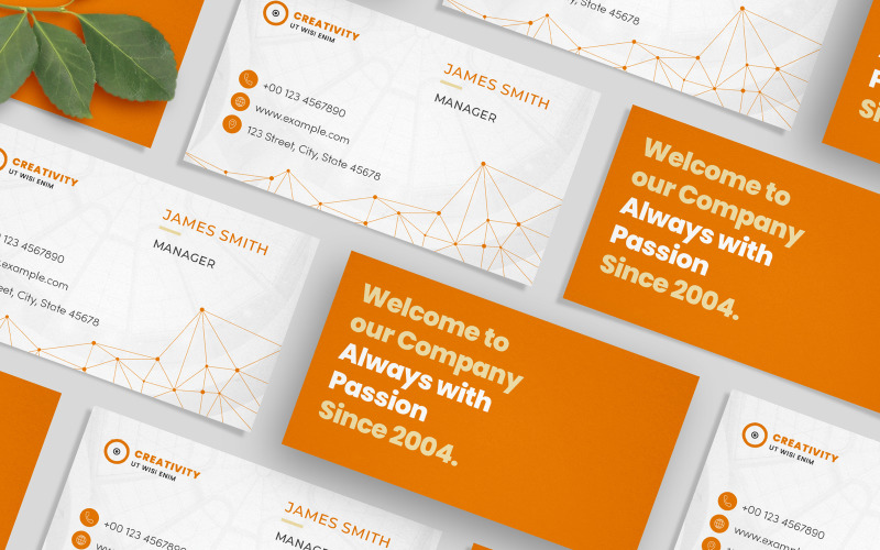 Download Фирменный стиль "Business Card Creative - Corporate Identity Template" / Business Card Creative - Corporate Identity Template - Фирменный стиль на тему графика business card,graphic,modern,network,connection,background,agency,orange,company,manager