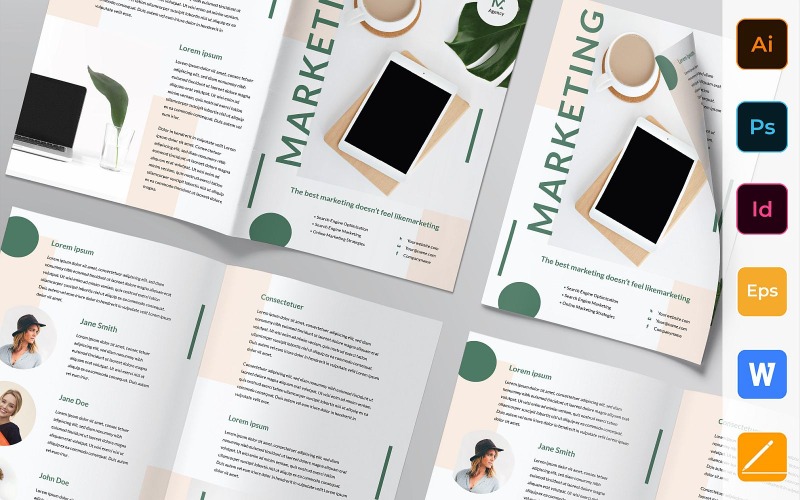 Digitale marketing bedrijfsbrochure tweevoudig - huisstijlsjabloon