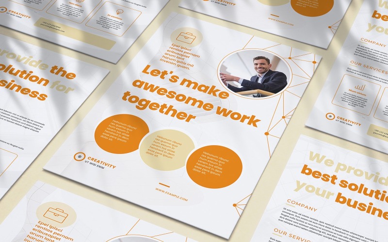 Download Фирменный стиль "Flyer 3 Creative - Corporate Identity Template" / Flyer 3 Creative - Corporate Identity Template - Фирменный стиль на тему графика flyer,multipurpose,network,connection,orange,creative,company,marketing,business,white