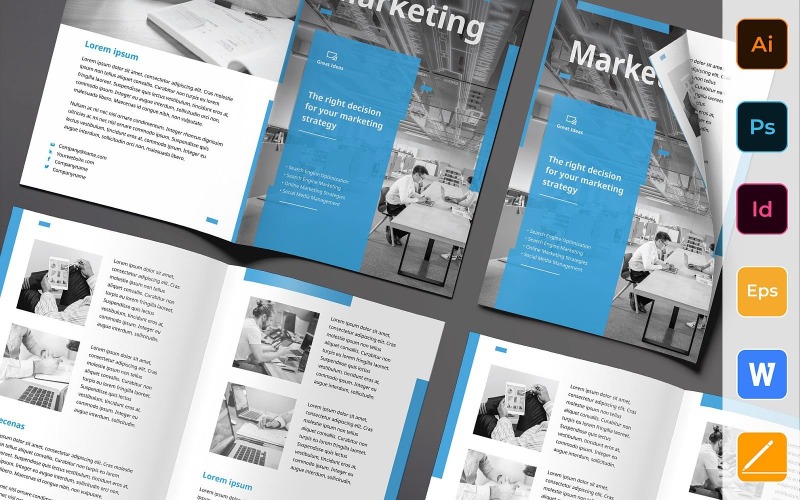 Marketingbedrijfsbrochure tweevoudig - huisstijlsjabloon