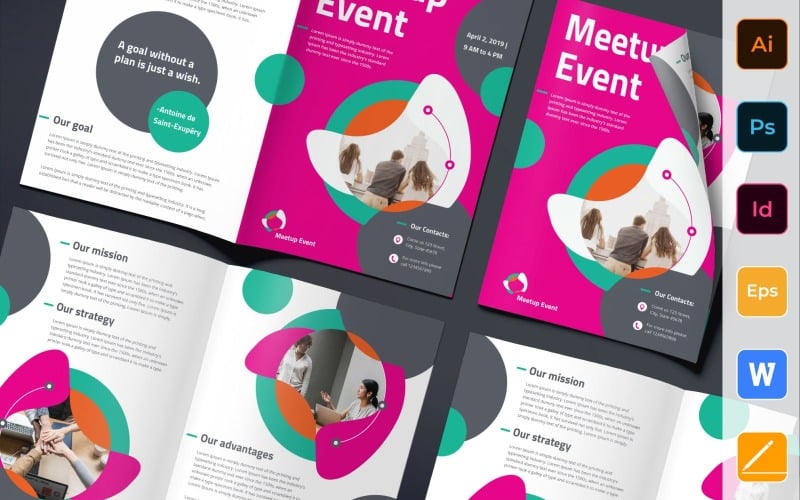 Meetup-evenementbrochure tweevoudig - huisstijlsjabloon