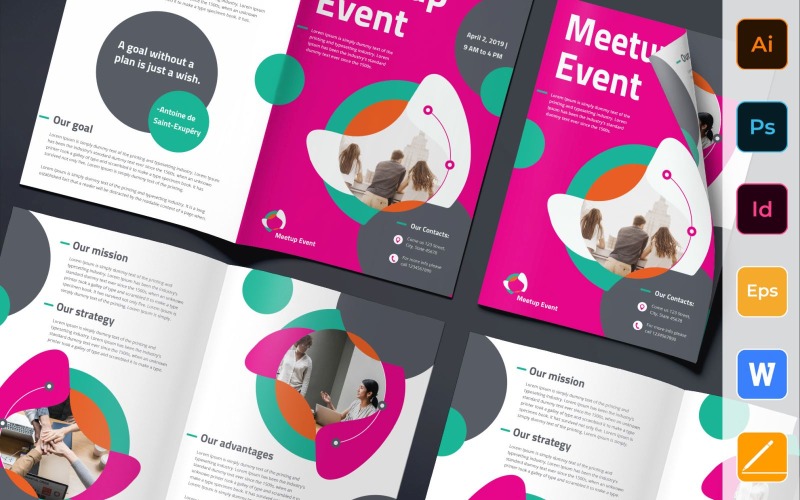 Meetup Event Brochure Bifold - Vorlage für Corporate Identity