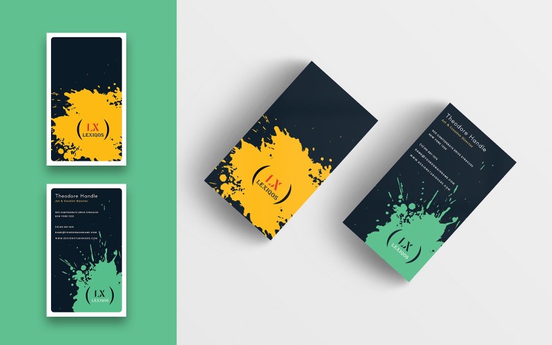 Download Фирменный стиль "Splatter Creative Business Card-Vertical - Corporate Identity Template" / Splatter Creative Business Card-Vertical - Corporate Identity Template - Фирменный стиль на тему графика clean,print,card,design,modern,company,template,creative,minimal,corporate,mockup,business,vcard,business card