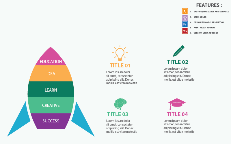 Elementos de infografía de diseño vectorial de conceptos de educación