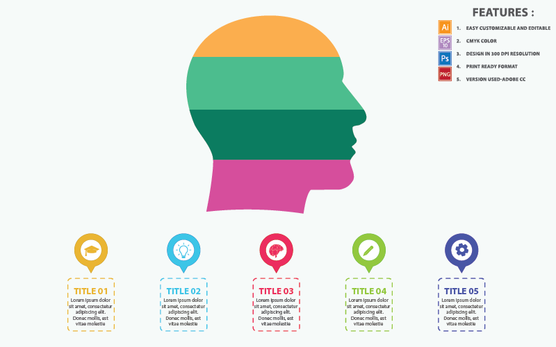 Éléments d'infographie de conception de vecteur de concepts d'éducation créative