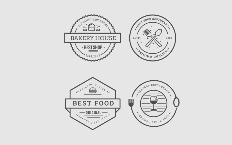 Download Шаблон логотипа "Vintage Design Collection Logo Template" / Vintage Design Collection Logo Template - Шаблон логотипа на тему графика handmade,menu,pizzeria,sweet,fresh,dessert,cafe,cooking,drink,creative,hipster,shop,logo,coffee,stamp,design,typography,product,badge,food