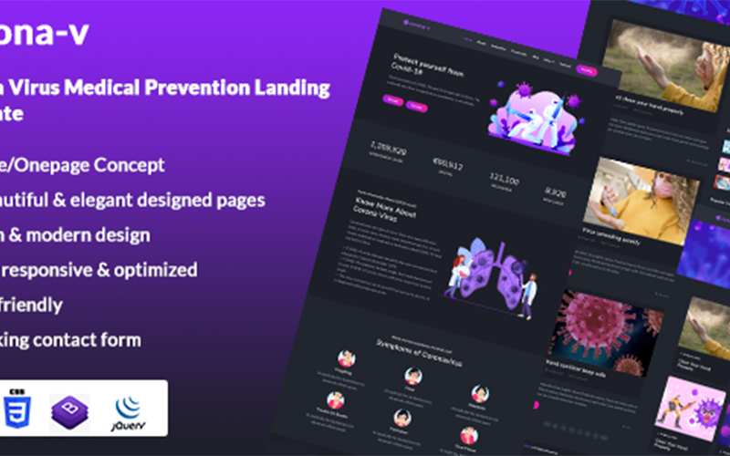 Corona Virus Medical Prevention Landing Page Template