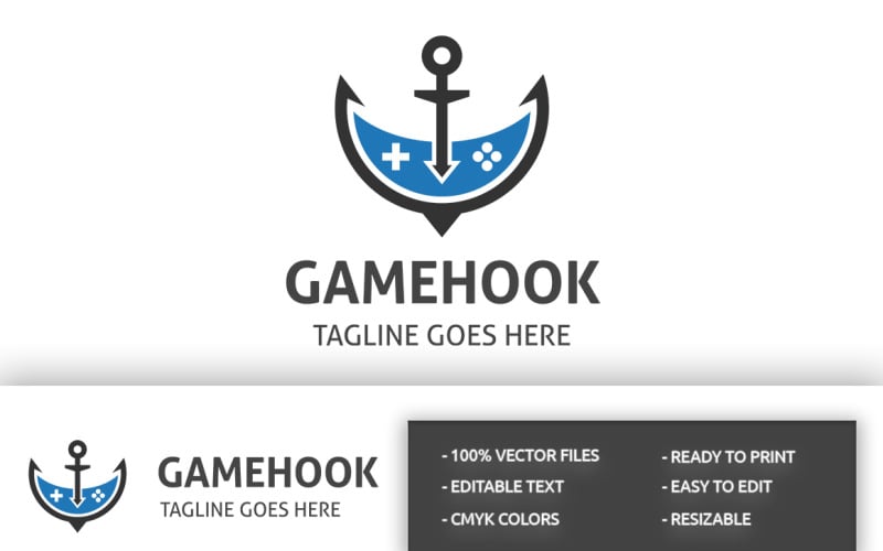Download Шаблон логотипа "Game Hook Logo Logo Template" / Game Hook Logo Logo Template - Шаблон логотипа на тему графика console,cool,creative,game,gamer,gamers,games,glasses,guild,headset,laptop,mascot,mobile,nerd,player,programmer,shades,shield,twitch,vector