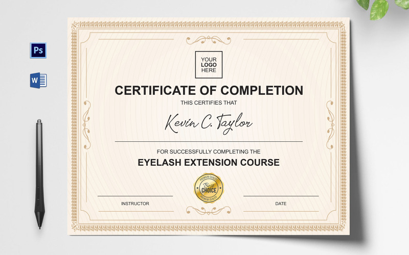 Modèle de certificat propre et professionnel