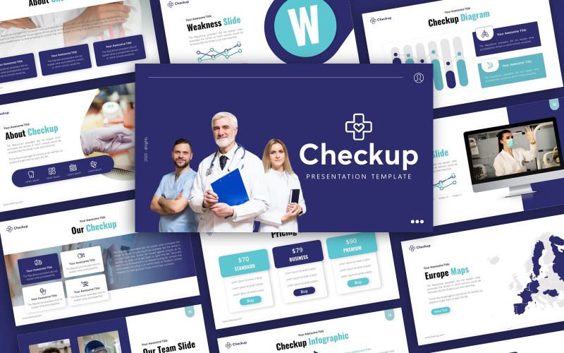 Modelo de PowerPoint de apresentação médica de checkup