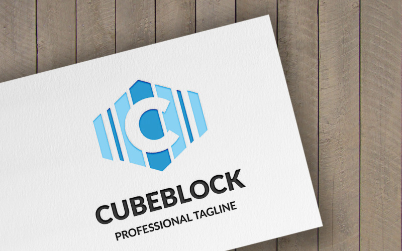 Plantilla de logotipo de bloque de cubo (letra C)