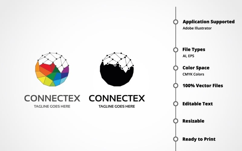 Download Шаблон логотипа "Connectex Logo Template" / Connectex Logo Template - Шаблон логотипа на тему графика communication,connect,globe,info,internet,logo,media,network,networking,online,studio,tech,technology,telecommunication,web,wifi,world