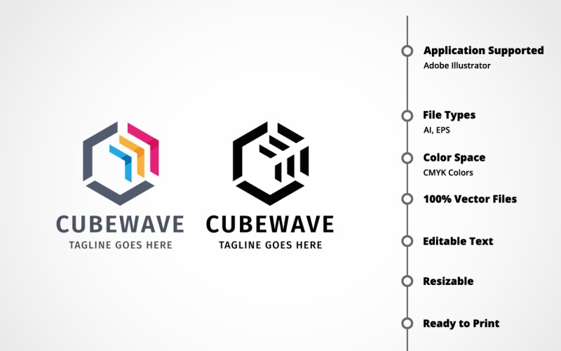 Download Шаблон логотипа "Cube Wave Logo Template" / Cube Wave Logo Template - Шаблон логотипа на тему графика box,business,communication agency,connect,connection,corporate,creative,cube,data,gaming club,hexagon,human,identity,infinity design,internet,marketing,media,mobile company,music chat,online