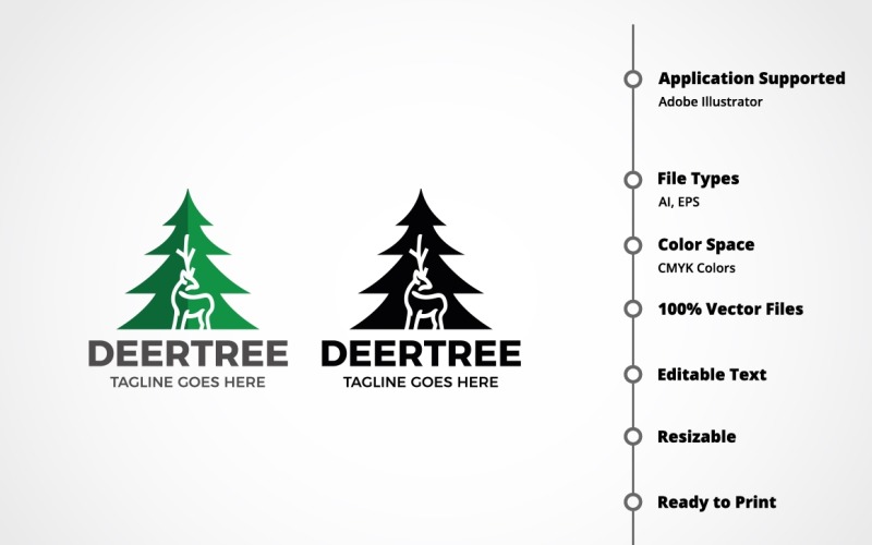 Download Шаблон логотипа "Deer Tree Logo Template" / Deer Tree Logo Template - Шаблон логотипа на тему графика agency,app,animal,big,brand,buck,clubs,deer,deer head,ecology,forest,green,insurance,natural,nature,tree,trees,wood,zoo