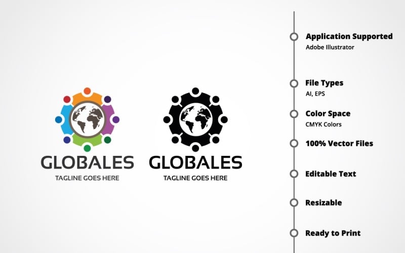 Download Шаблон логотипа "Globales Logo Template" / Globales Logo Template - Шаблон логотипа на тему графика app,circle,company,corporate,earth,effective,finances,global,globe,iconic,industry,management,network,planet,professional,relation,ribbons,round,security,simple
