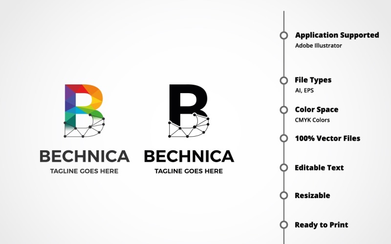 Download Шаблон логотипа "Letter B - Bechnica Logo Template" / Letter B - Bechnica Logo Template - Шаблон логотипа на тему графика app,brand,branding,business,coding,company,corporate,design,energy,host,hosting,identity,internet,letter,letter b,logo,logo letter b,logotype,modern,network
