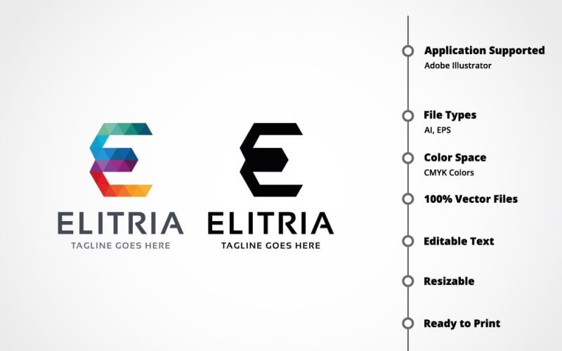 Download Шаблон логотипа "Letter E - Elitria Logo Template" / Letter E - Elitria Logo Template - Шаблон логотипа на тему графика alphabet,app,brand,business,creative,cube,design,digital,elevate,graphic,hexa,hexagon,icon,initial,internet,letter,logo,media,modern,professional