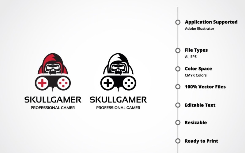 Download Шаблон логотипа "Skull Gamer Logo Template" / Skull Gamer Logo Template - Шаблон логотипа на тему графика computer,console,cool,dead,danger,dark,demon,development,entertainment,evil,fun,game club,game console,game geek,game skull,game studio,gamer,gamer logo,hardcore,head