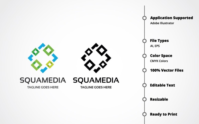 Download Шаблон логотипа "Squamedia Logo Template" / Squamedia Logo Template - Шаблон логотипа на тему графика agency,app,blue,brand,branding,company,consulting,cube,design,future,identity,logo,logotype,media,multi media,software,square,studio,technology,unique