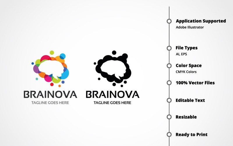 Download Шаблон логотипа "Brainova Logo Template" / Brainova Logo Template - Шаблон логотипа на тему графика brain,brainstorm,concept,creativity,data,design,develop,genius,idea,information,innovation,inspiration,intellect,intelligence,mental,mind,people,pixel,smart,software