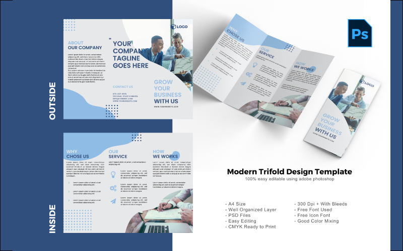 Brochure aziendale Trifold PSD PSD Template