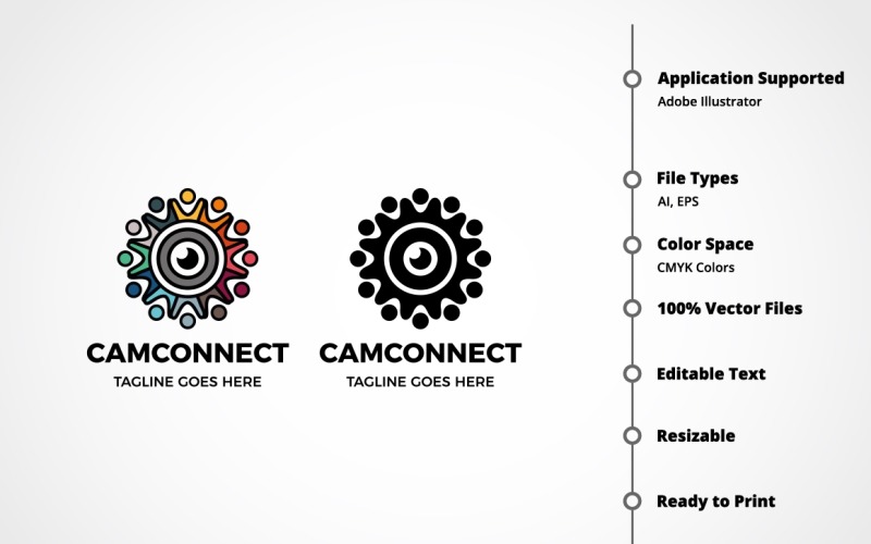 Download Шаблон логотипа "Camconnect Logo Template" / Camconnect Logo Template - Шаблон логотипа на тему графика brand,business,camera,circle,colorful,company,corporation,cube,design,digital,icon,identity,media,modern,professional,simple,solid,studio,tech,vector