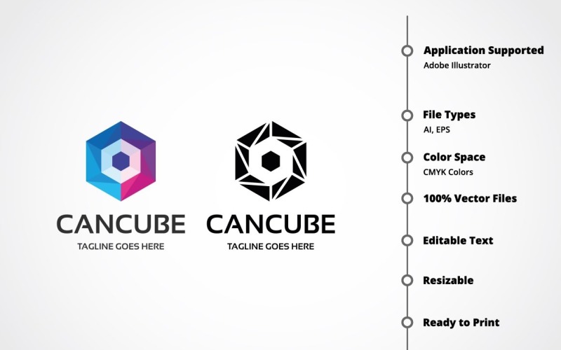 Download Шаблон логотипа "Cancube Logo Template" / Cancube Logo Template - Шаблон логотипа на тему графика blockchain,blue,box,brand,clean,communications,computer,concept,cube,cubic,cubical,data,global,identity,illustrator,internet,logo,new,polygon,server