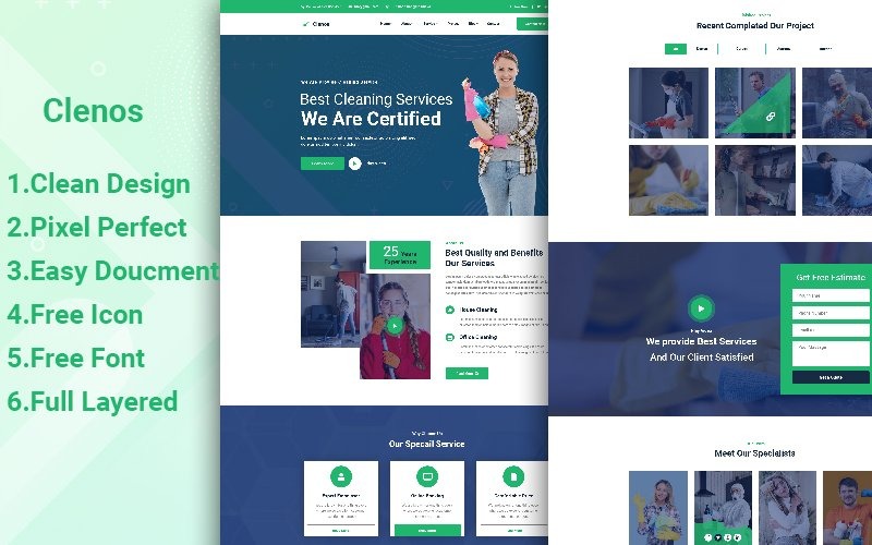 Clenos - Cleaning PSD Template