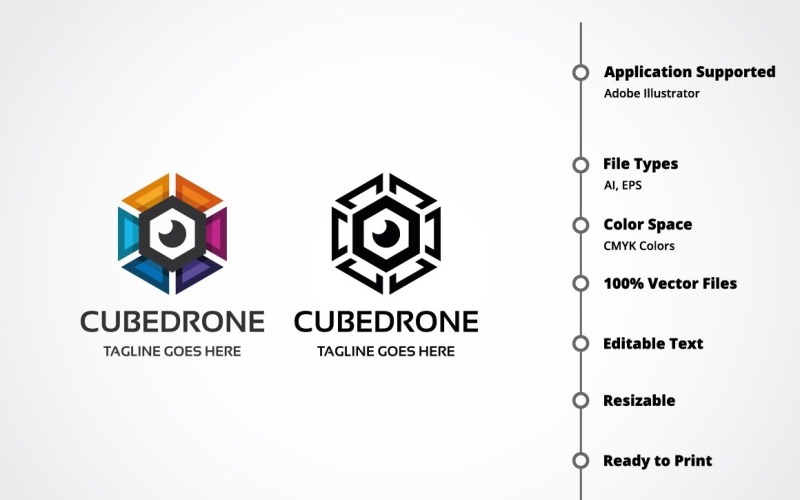 Download Шаблон логотипа "Cube Drone Logo Template" / Cube Drone Logo Template - Шаблон логотипа на тему графика air,airplane,cam,camera,company,control,cube,distance,drone,drone logo,eye,fly,flying,high,hobby,logo,model,modern,remote,shop