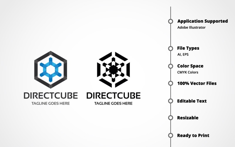 Download Шаблон логотипа "Direct Cube Logo Template" / Direct Cube Logo Template - Шаблон логотипа на тему графика box,brand,business,central,creative,cube,cubic,cubical,digital,dimension,entertainment,experience,expert,global,hexagon,hexagonal,identity,insider,network,polygon